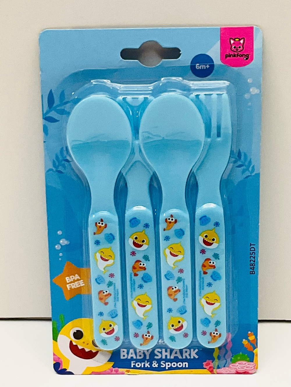 🌼4/$10🌼NIP Nickelodeon Baby Shark Blue Fork & Spoon Set Baby Toddler UtensilS
